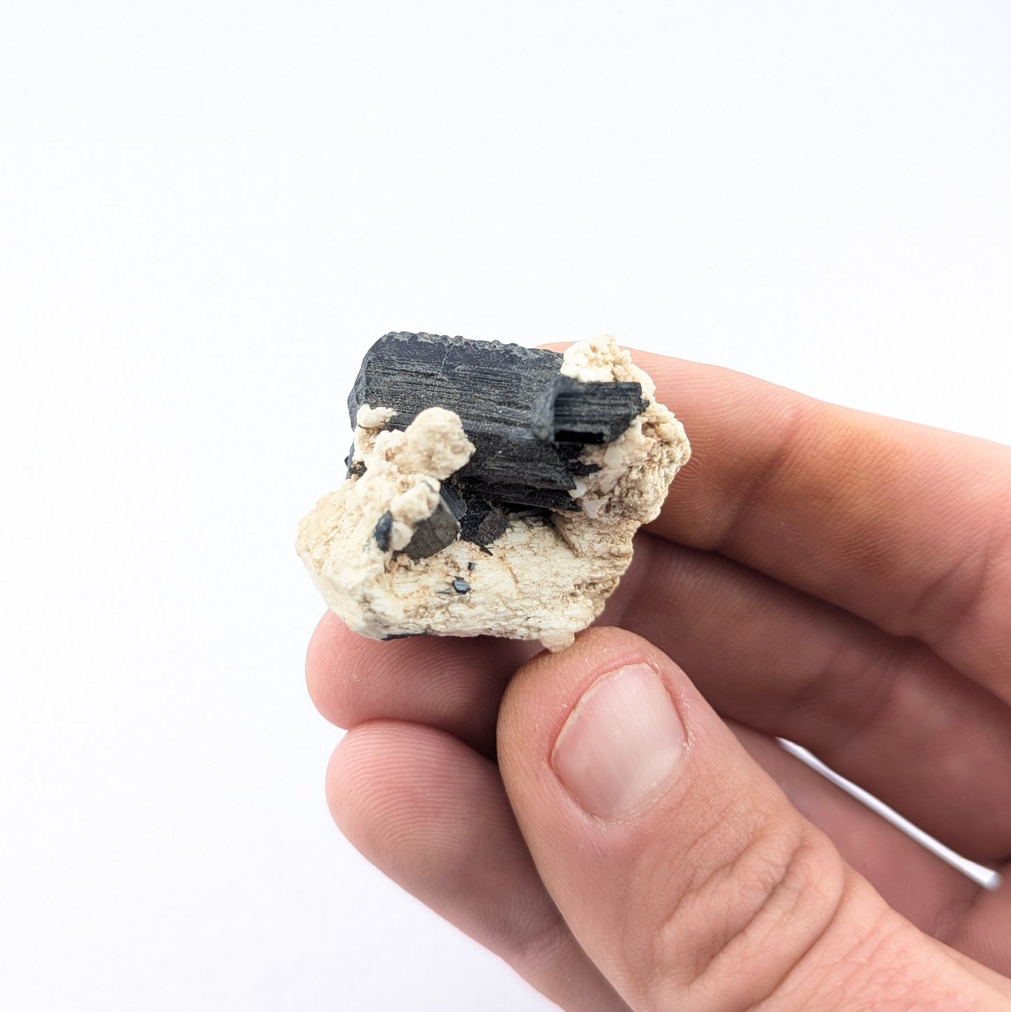 Black Tourmaline On Feldspar