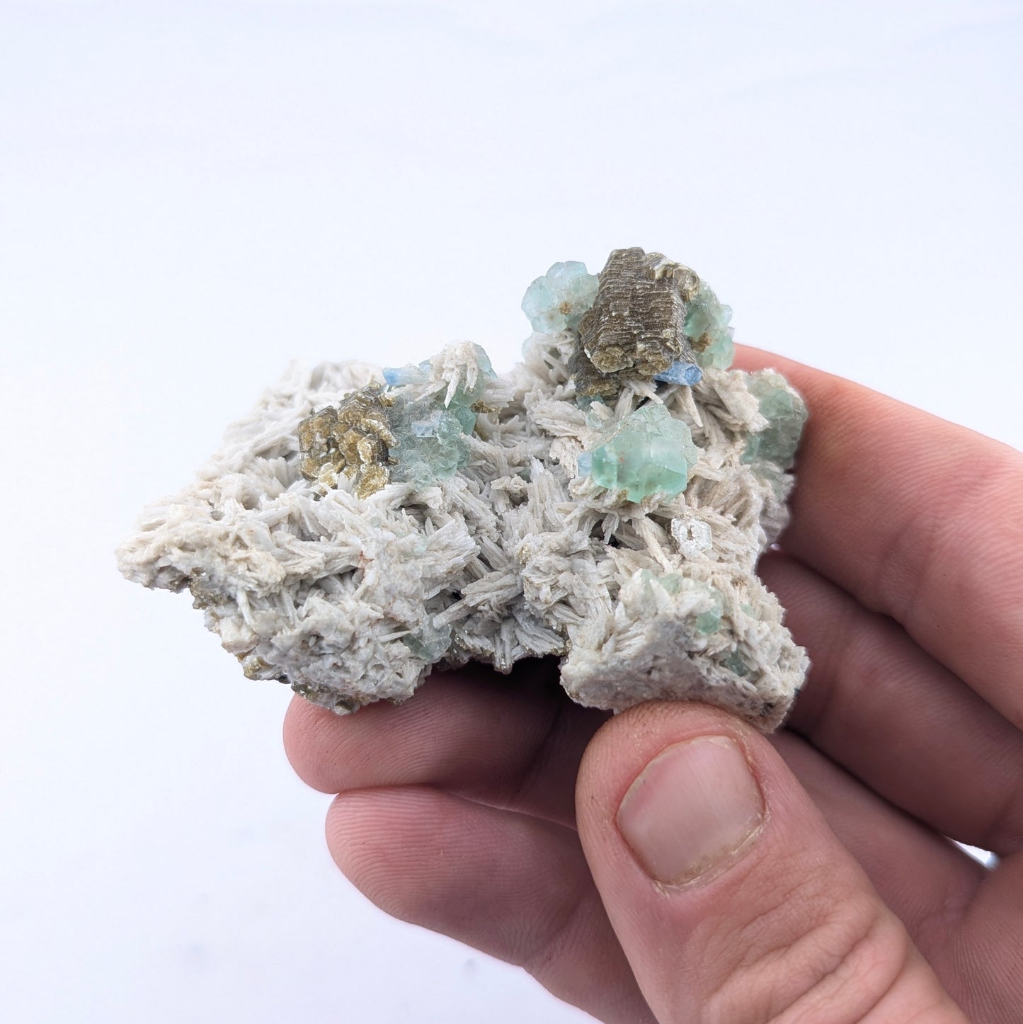 Fluorite On Feldspar W/Beryl Var. Aquamarine & Muscovite