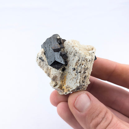 Black Tourmaline On Feldspar W/Siderite & Hyalite Opal