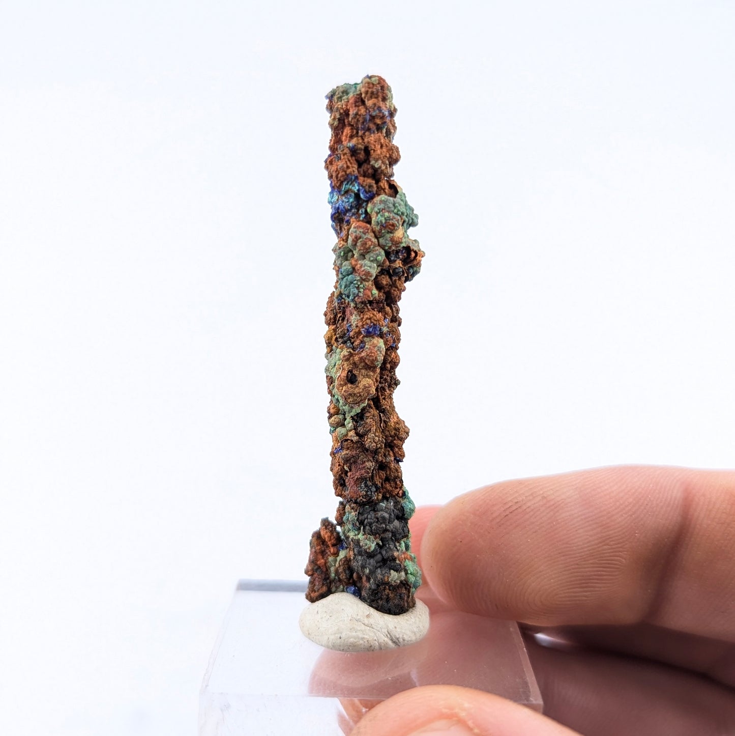 Malachite Stalactite W/Azurite & Limonite