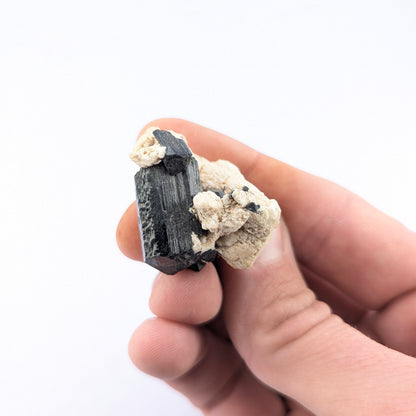 Black Tourmaline On Feldspar