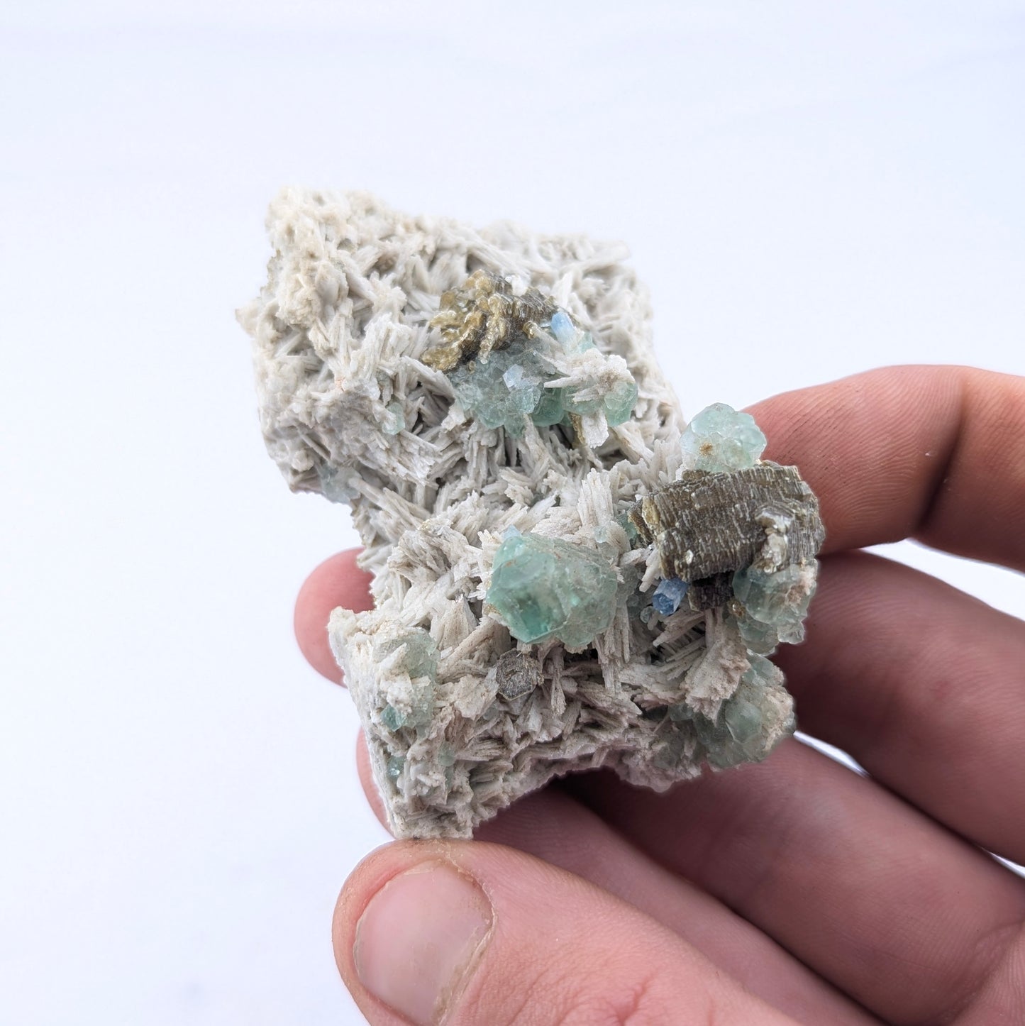 Fluorite On Feldspar W/Beryl Var. Aquamarine & Muscovite