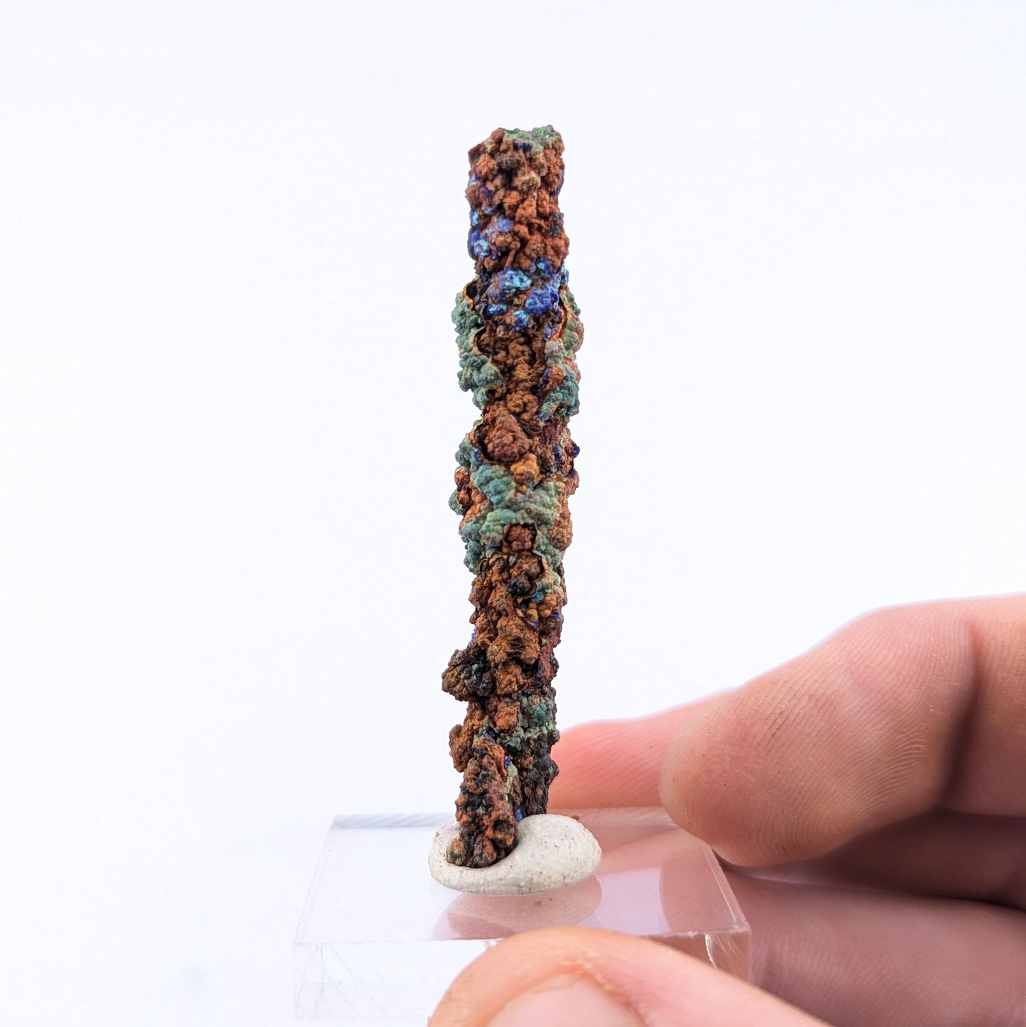 Malachite Stalactite W/Azurite & Limonite