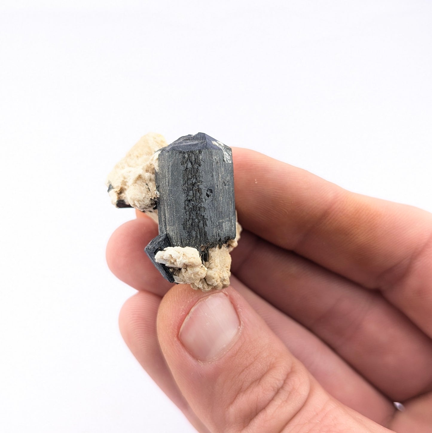 Black Tourmaline On Feldspar